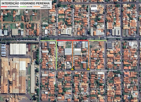 Comunicado de interdição de novo trecho da Avenida Odorindo Perenha